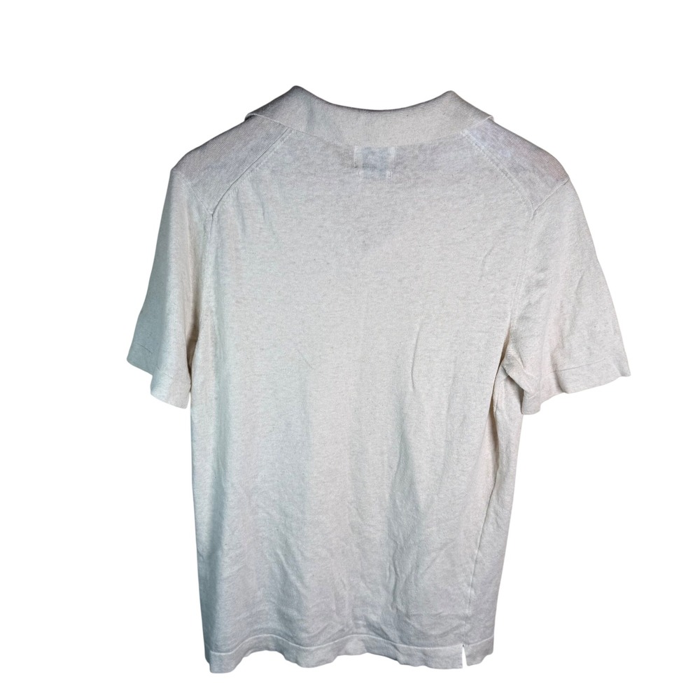 NN07 Ryan Polo 6311 Mens Medium Cream Cotton Linen Italian Yarn Knit Old Money - Picture 9 of 10